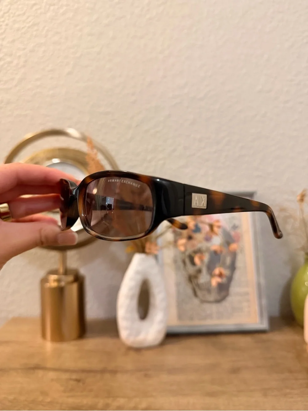 Armani Exchange Women's Brown Tortoiseshell Rectangle Eyeglasses